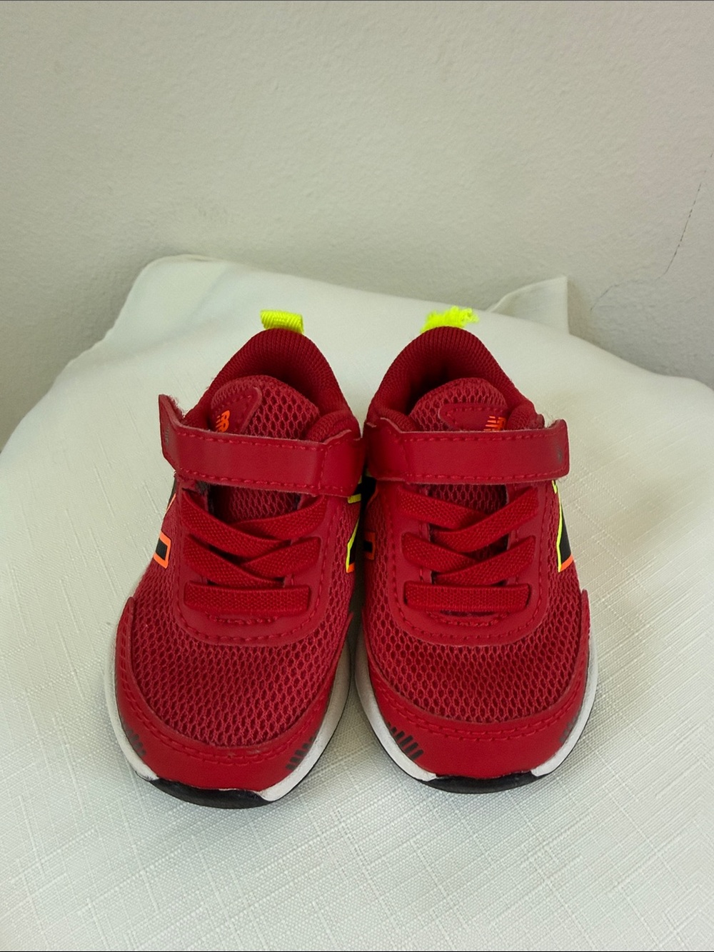 Kids Red Athletic Sneakers with Hook-and-Loop Strap